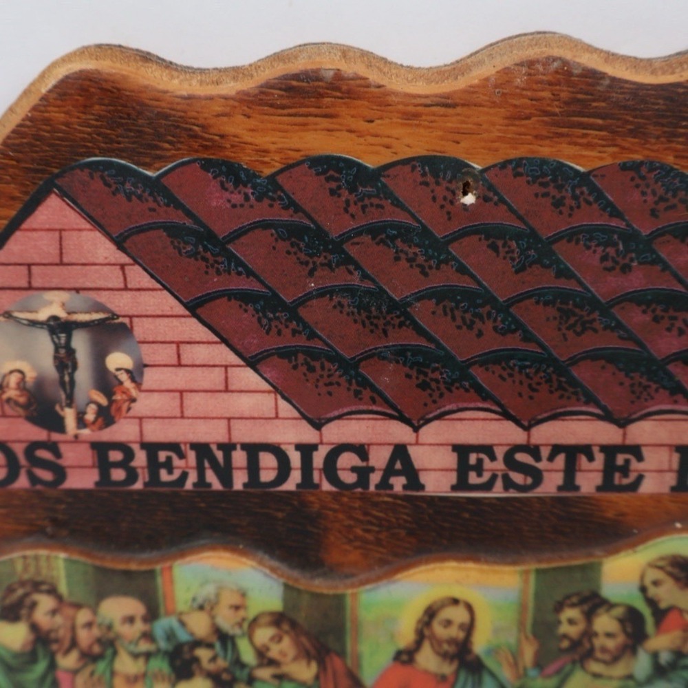 VTG The Last Supper Wood Wall Art DIOS BENDIGA ESTE HOGARE God Bless This Home - Picture 3 of 7
